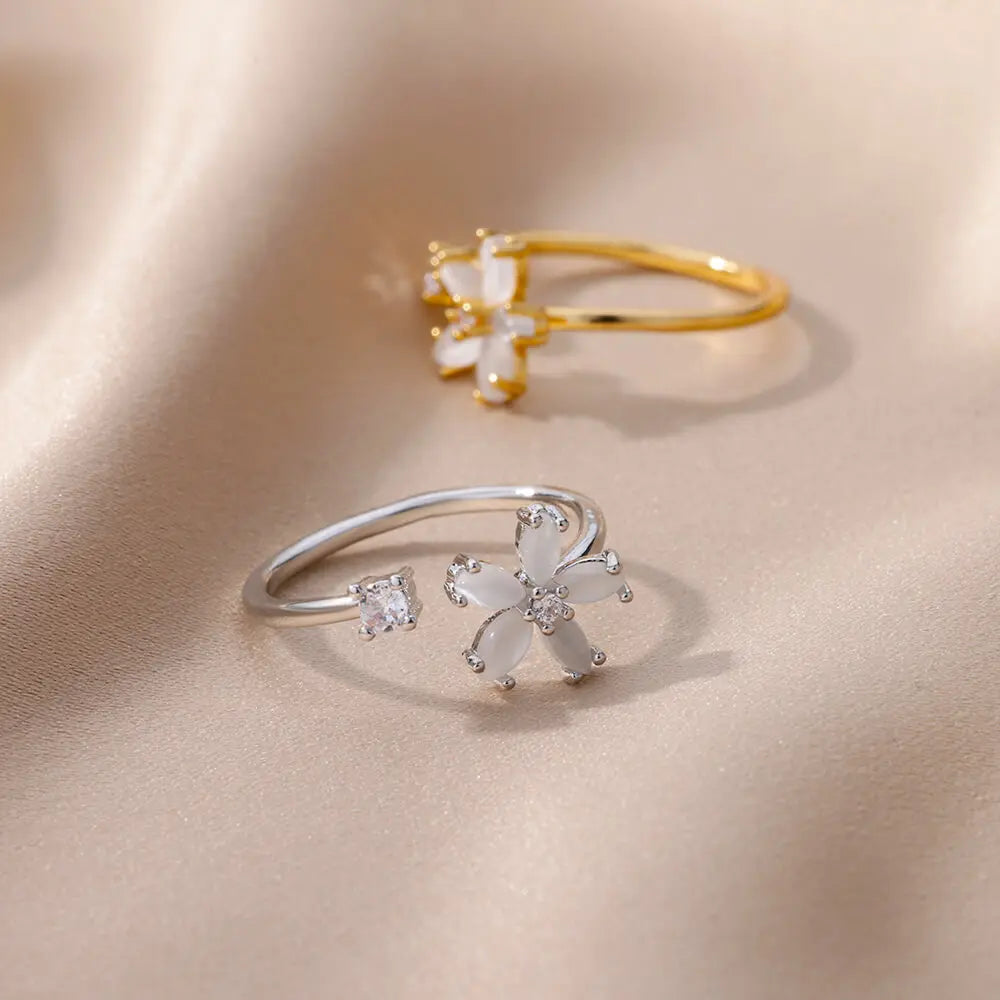 Opal Flower Gold Filled Rings (dainty)