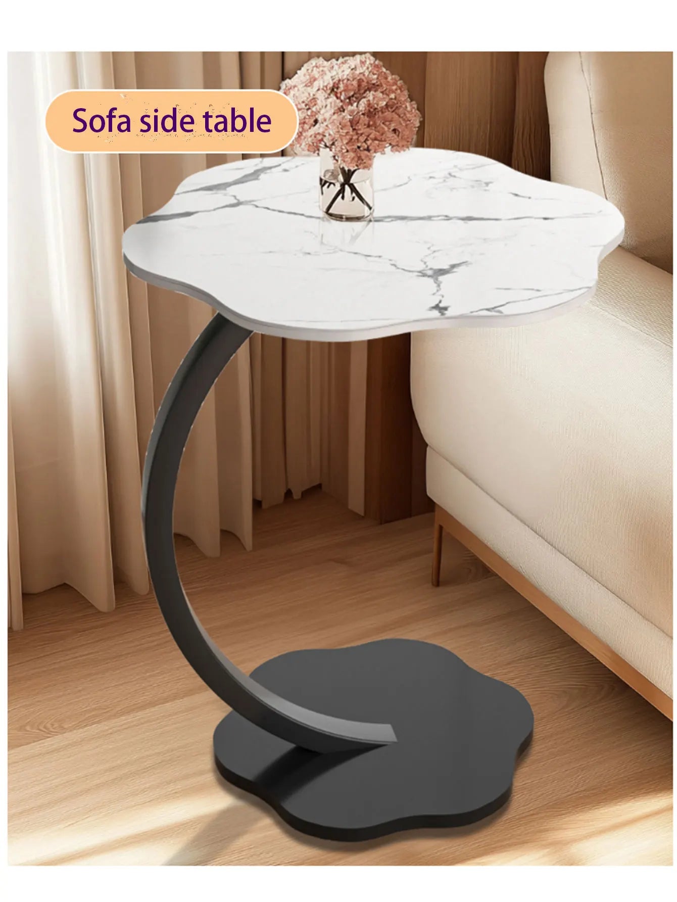 Coffee Tables Light Luxury Side Table Round Flower Bedside Table Bedside Home Study Desk Auxiliary Desk Living Room Furniture (Free Shipping) 💝💖🌹 (Free Shipping) 💝💖🌹