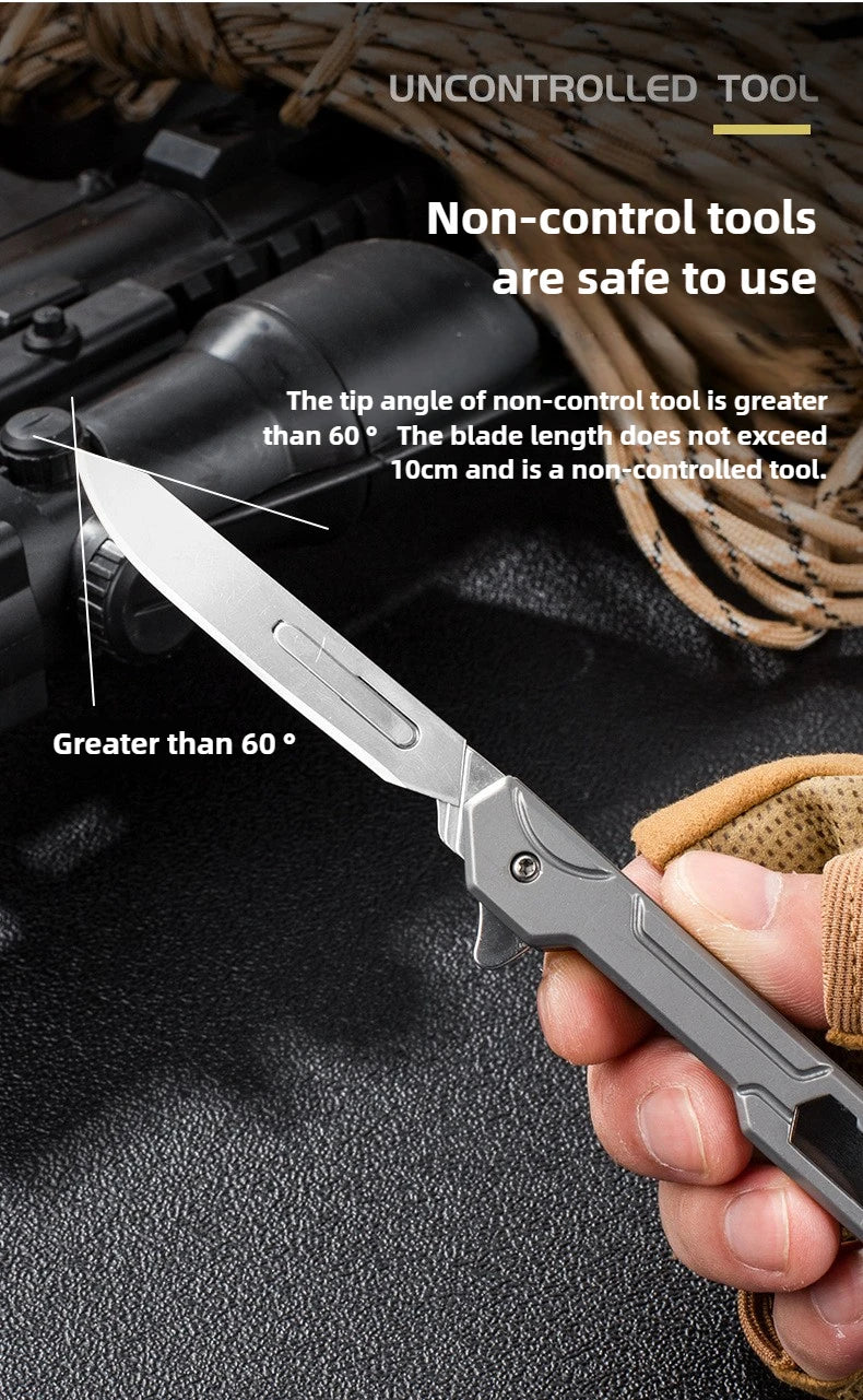 Outdoor Small Tool, All Steel Handle, Manual Knife, Unboxing and Paper Cutting Knife, Titanium Alloy Folding Knife, Cutting Tool