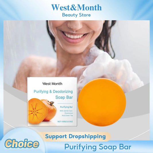 Persimmon Soap Bar Cleansing Deodorizing Remove Stains Rich Foam Lasting Fragrance Freshness Anti Sweat Odor Shower Bathing Soap