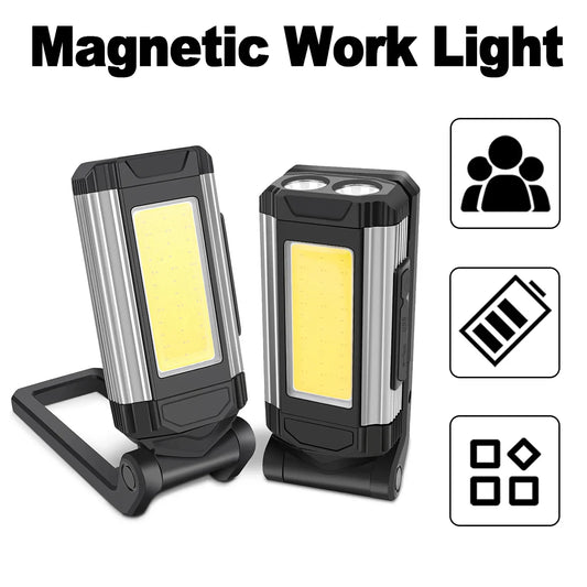 Led Work Light 10w Usbc Flashlight Red Magnetic Flashlights Waterproof Working Hook Rechargeable Foldable Cob Rotating Brightest