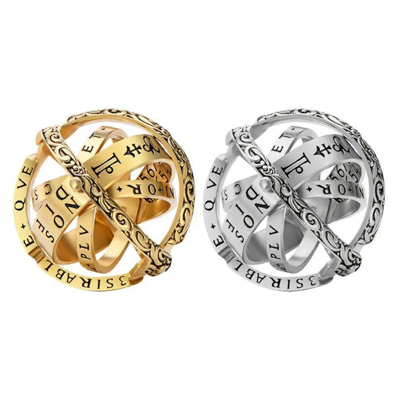 Trendy Openable Astronomical Ball Ring Rotate Sphere Cosmic Planet Choker Rings Couple Ring For Men Women Jewelry Creative Gift