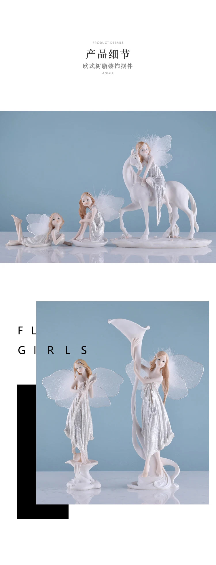 Fairy Beauty Angel Ornaments Resin Doll Cute Girl Wedding Gift Decorative Home Accessories Things For Room Decoration