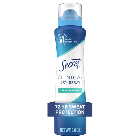 Clinical Strength Dry Spray Antiperspirant & Deodorant for Women, Light & Fresh Scent, 3.8Oz