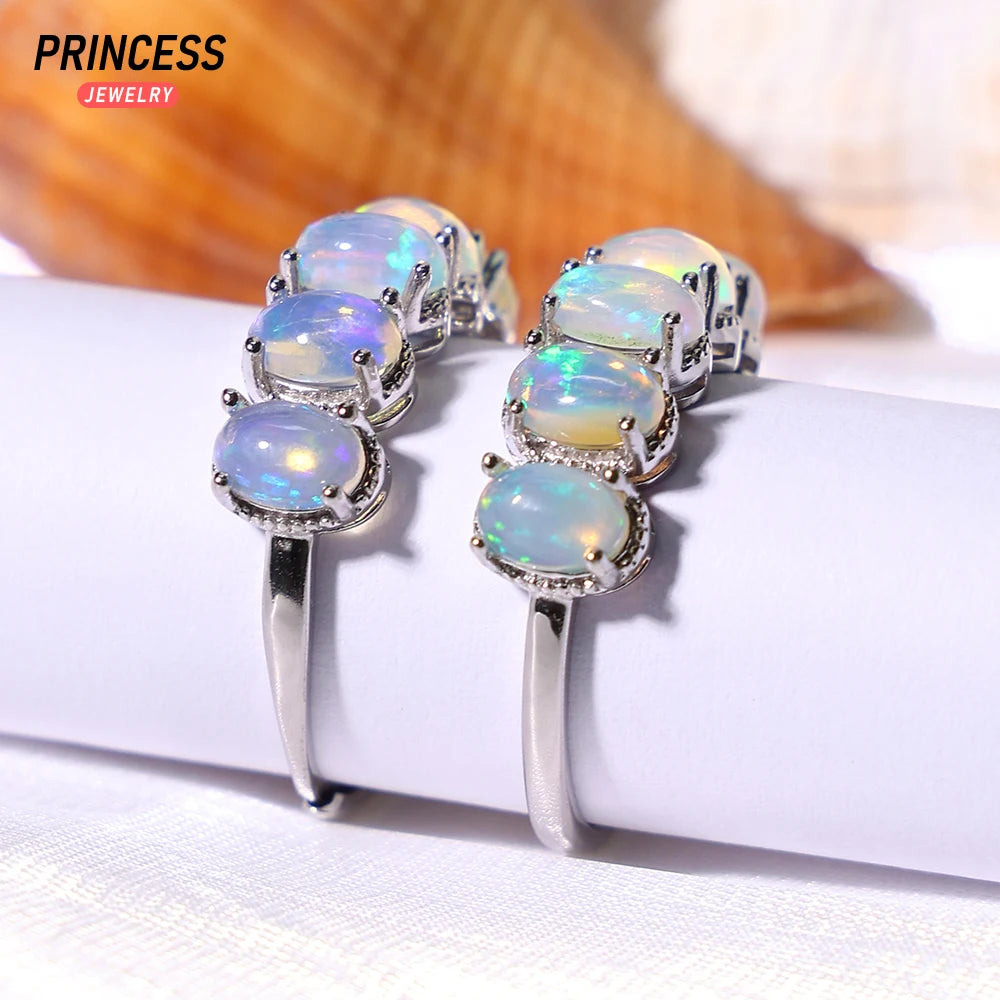 Luxury Opal Oval 925 Silver Finger Ring,