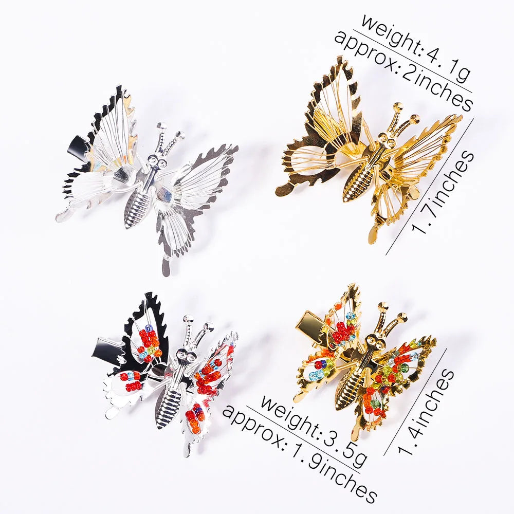 2Pcs/Set Fashion Metal Gold Hollow Butterfly Hairpins For Women Girls Hair Ornament Clip Barrette Headband Hair Accessories