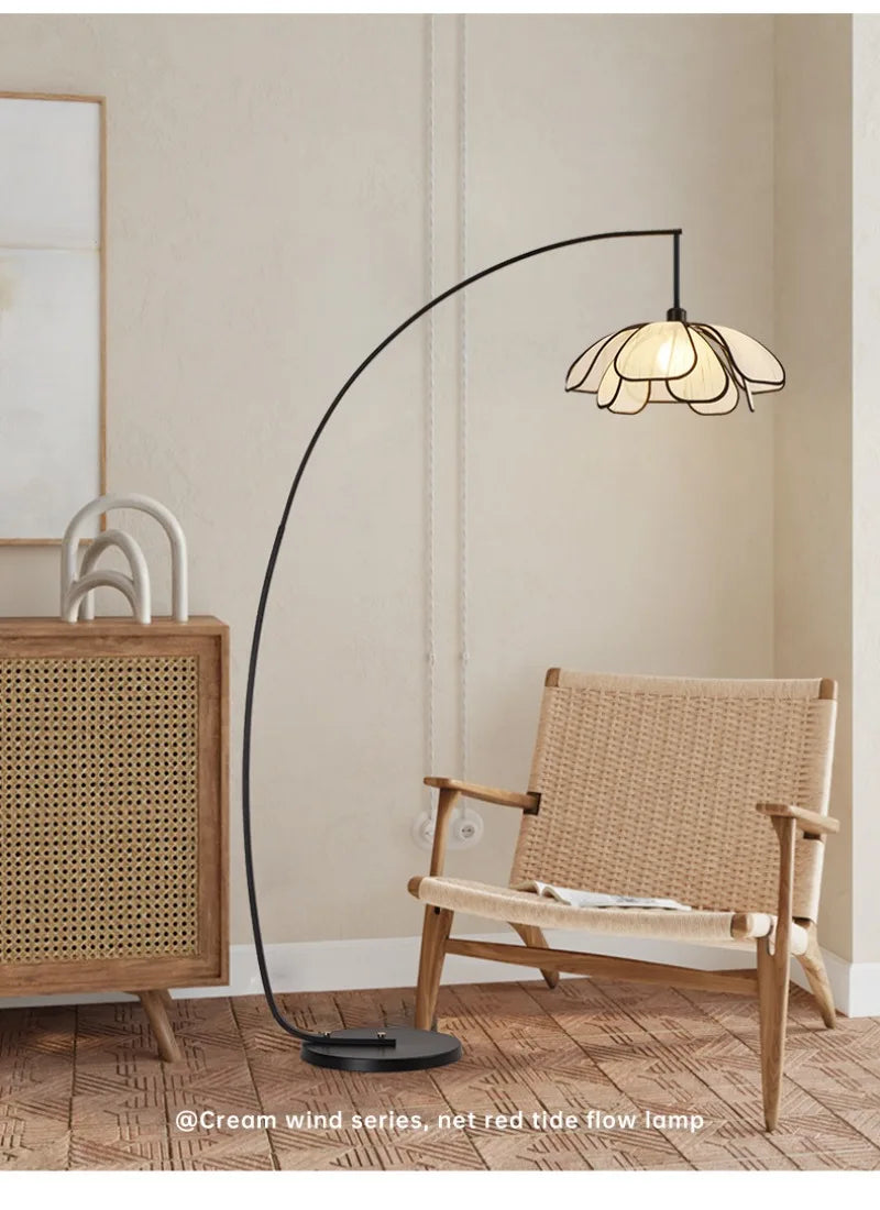 Retro Flower Floor Lamp Japanese Style Living Room Bedroom Fishing Light Modern Luxury Creative Home Decoration Accessories