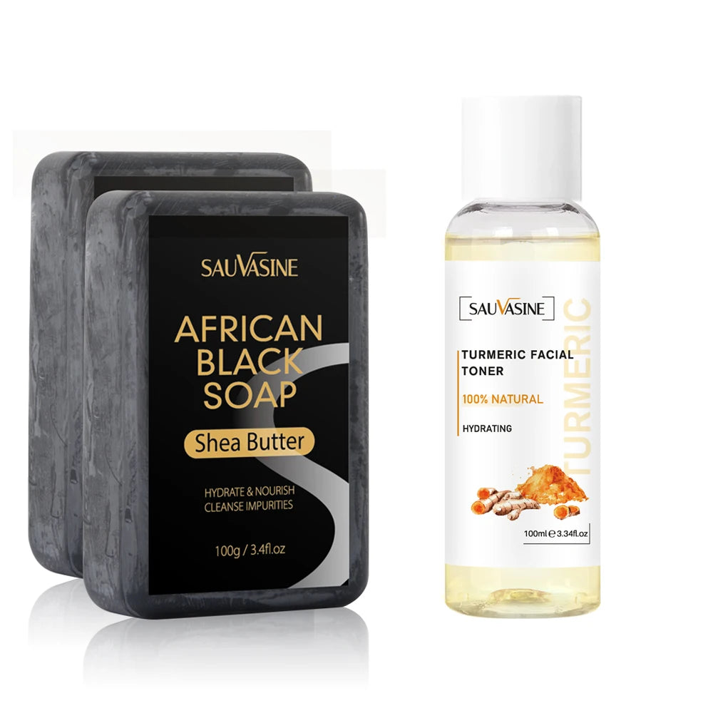 100g AFRICAN BLACK SOAP Shea Butter Bar Moisturizing Acne Treatment Cleanser for Clear Skin Care Deep Cleaning Glowing