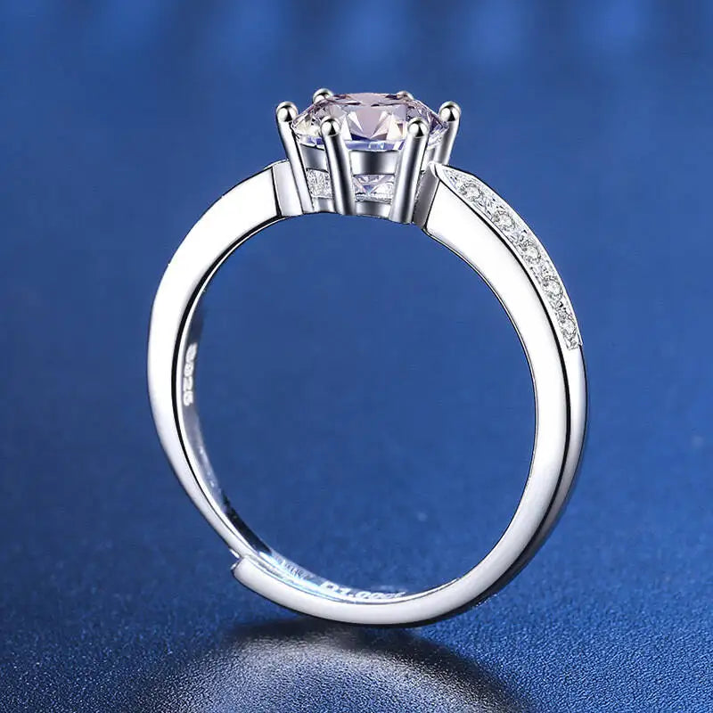 TY 1CT D Color Moissanite Adjustable Fairy Ring 925Sterling Silver Simple Women's Ring Fine Jewelry With Certificate Dating Gift