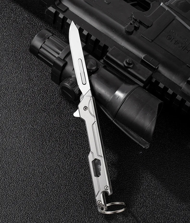 Outdoor Small Tool, All Steel Handle, Manual Knife, Unboxing and Paper Cutting Knife, Titanium Alloy Folding Knife, Cutting Tool