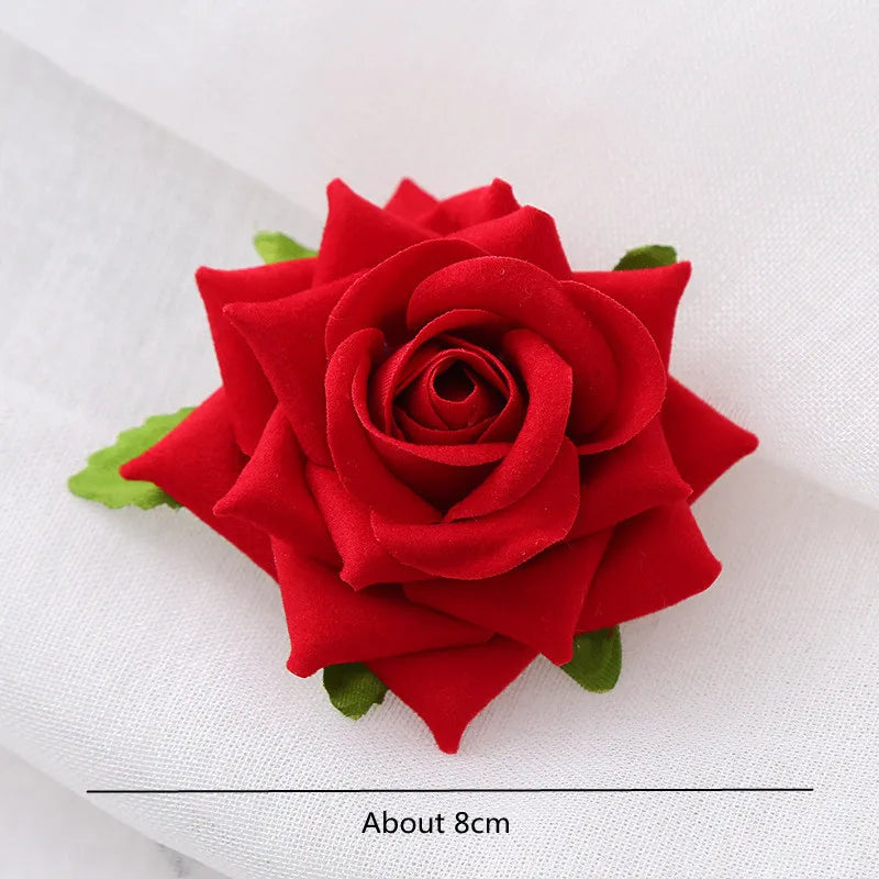 U Shaped Red Hairpins Hair Clips Wedding Hair Accessories For Women Rose Flower Headpieces Forks Bride Headdress Hair Jewelry