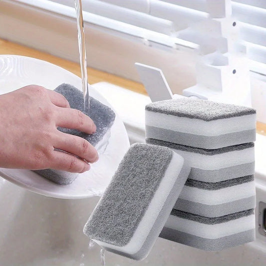 Double-sided multi-function kitchen cleaning sponge effective dishwashing and pot scrubbing pads are easy to rinse and reusable
