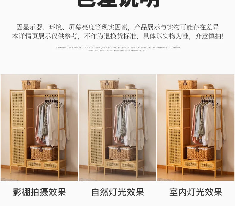 Display Wardrobe Single Sliding Door Wardrobe Closet Clothes Storage Cabinet Bedroom Room Set Wooden Locker Coat Household Items