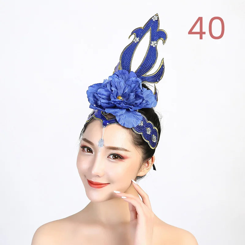Women Yangko Folk Dance Tiara Dance Classical Dance Head Flower Headdress Opening Dance Show Stage Performance Hair Accessories