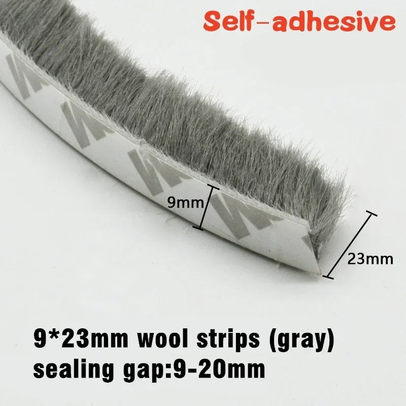 10M Aluminum Sliding Door Window Brush Seal Strip Weatherstrip Draught Excluder Dustproof Card Slot Sealing Tape Door Gasket