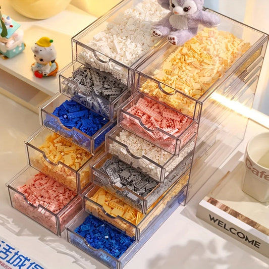 Block classification storage box, small particle parts packaging box, transparent dustproof drawer display box