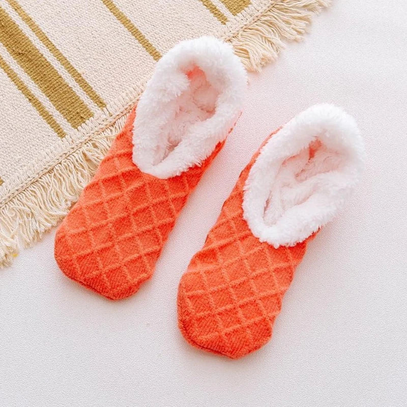 Women Winter Warm Thick Socks Anti Slip Home Floor Carpet Fuzzy Socks Lamb Wool Velvet Solid Colors Indoor Sleep Slippers Socks