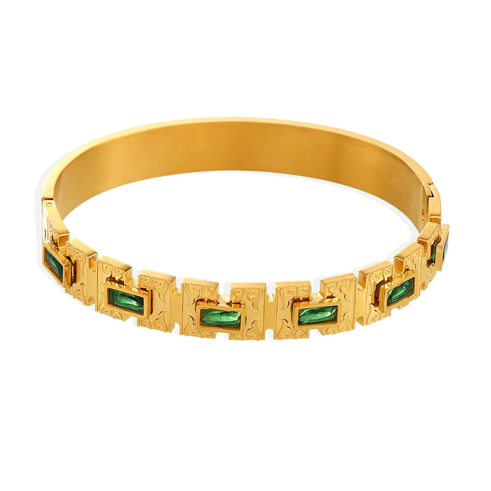 Emerald bracelet with a vintage and sophisticated style, versatile, unique design, does not fade, women's accessory
