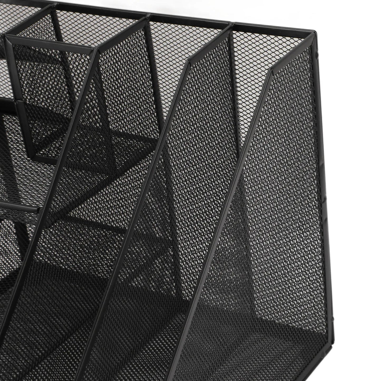 Office Supplies Organizer with Pen Holder Metal Mesh Desktop Organizer Black Iron Multifunctional File Organizer for Home School