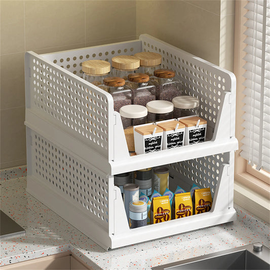 Clothes storage baskets can be stacked with drawer storage baskets, wardrobes, layered partitions, and pull-out folding storage