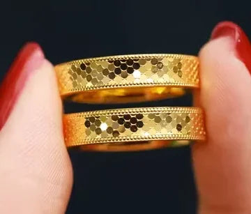 real gold 999 wedding  jewelry fine gold wedding rings for couples 24k pure gold finger ring for lovers