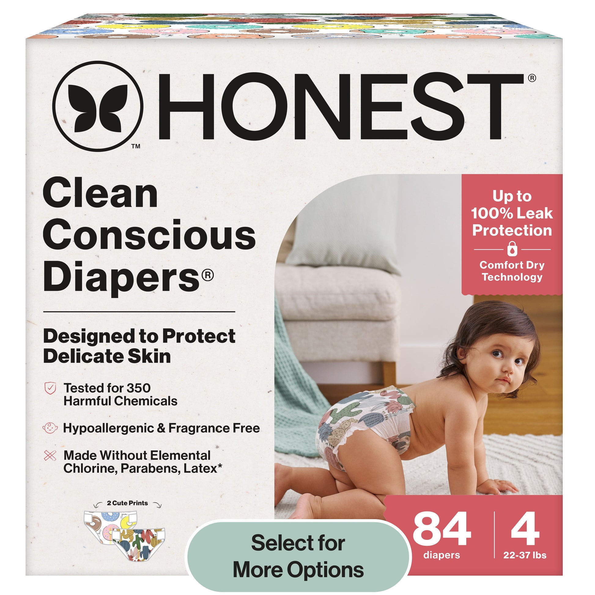 ® Clean Conscious Baby Diapers Size 4 (22-37 Lbs), Hypoallergenic and Fragrance Free, 84 Count