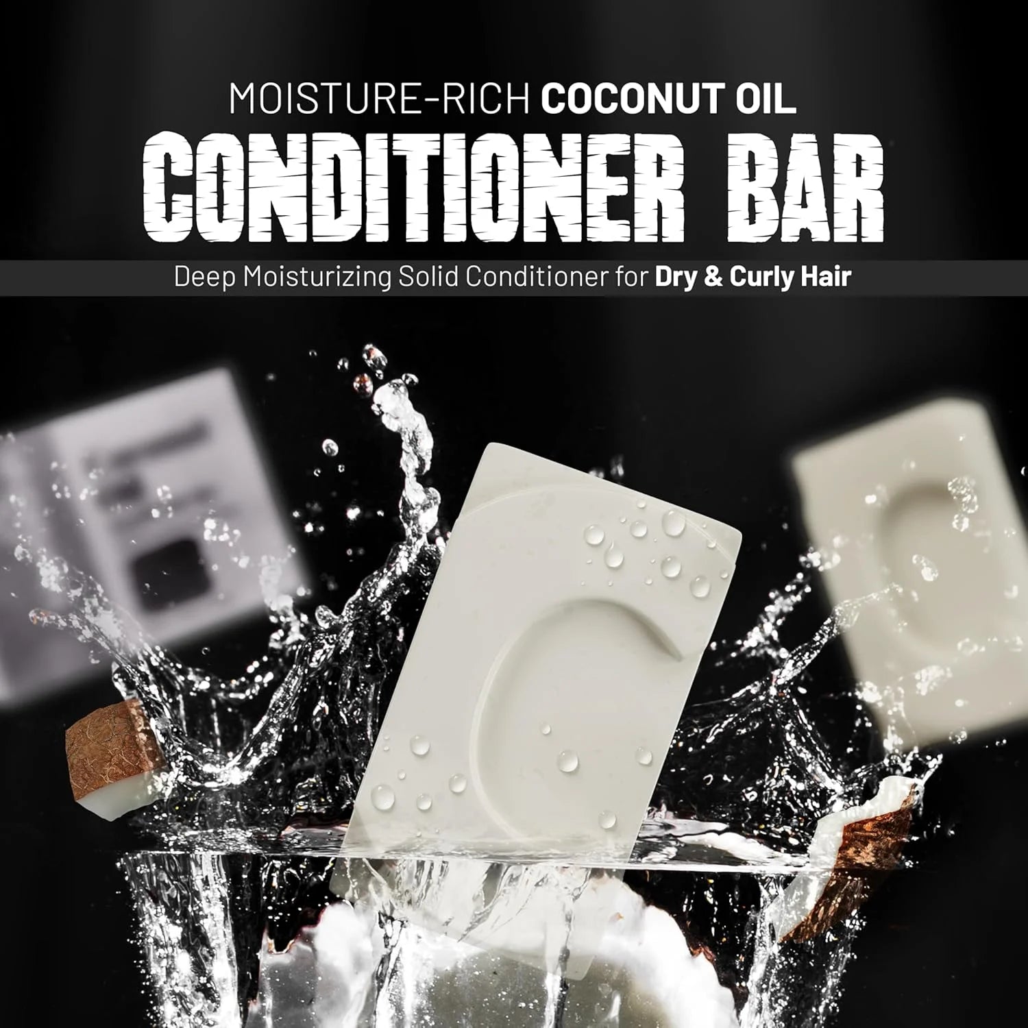 Coconut Oil Conditioner Bar, Deep Moisturizing Solid Conditioner Soap for Dry & Curly Hair, Vegan Bar for Women & Men,Restores Damaged Hair for Less Breakage, Sulfate Free, 3.53 Oz