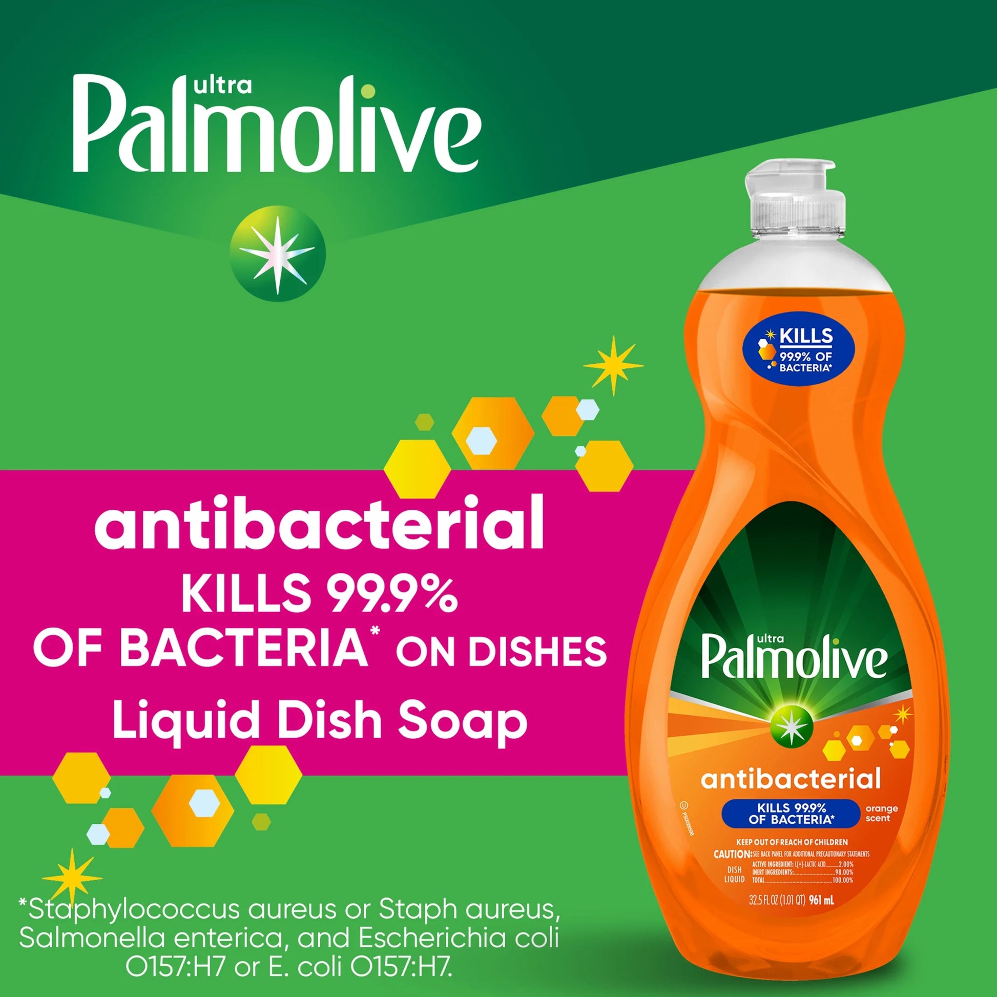 Ultra Concentrated Antibacterial Liquid Dish Soap, Orange Scent, 32.5 Fluid Ounce Bottle