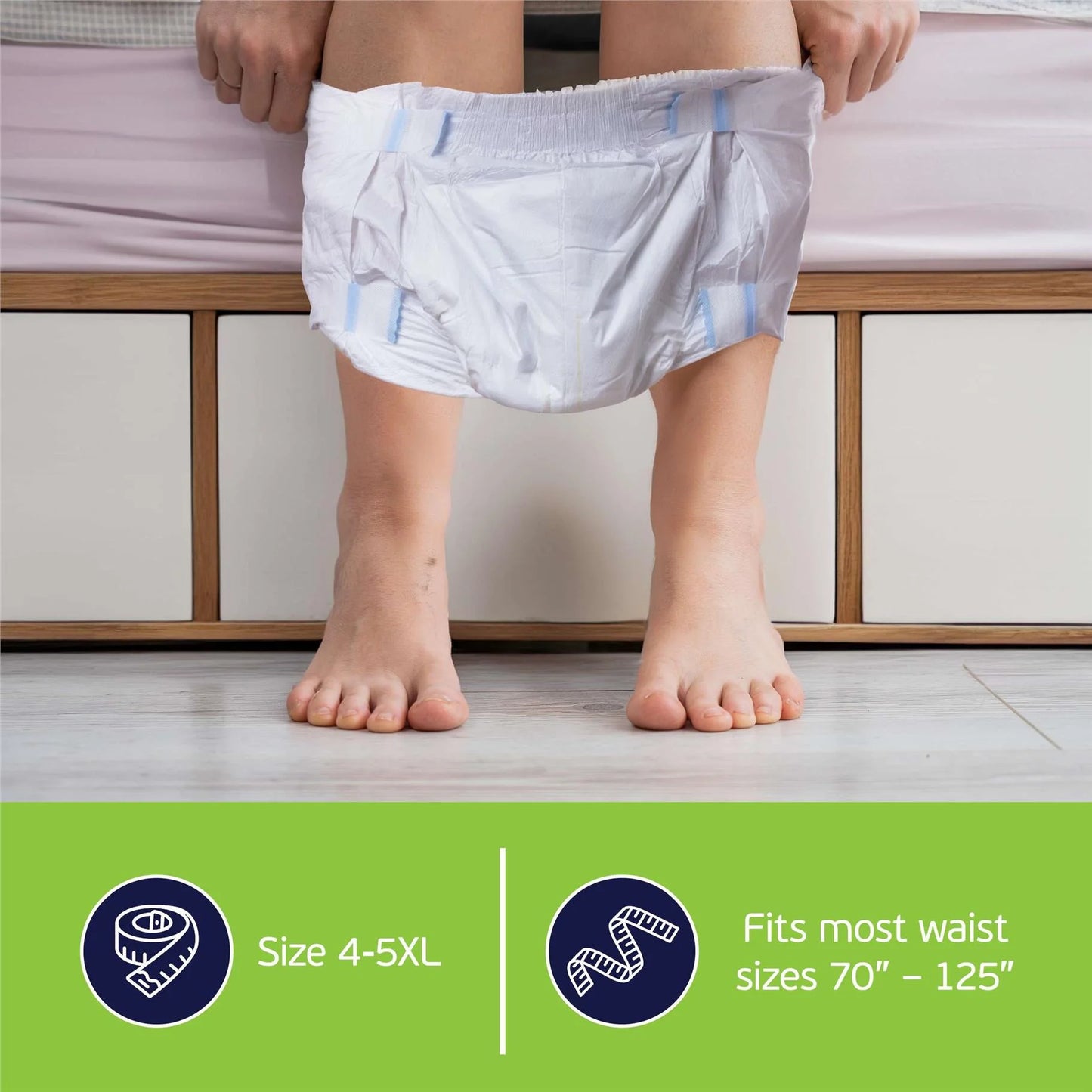 4XL 5XL Adult Diapers for Women and Men - 8 Bariatric Disposable Briefs with Tabs and Stretchable Side Panels - 100% Breathable with Maximum Absorbency, XXXXL / XXXXXL