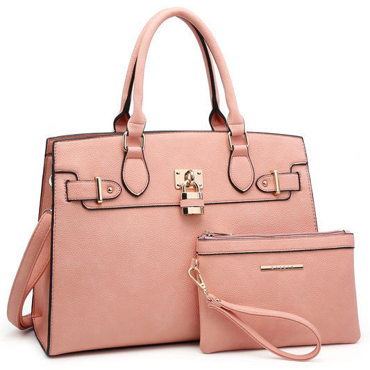 Women Handbags and Purses Ladies Shoulder Bag Top Handle Satchel Tote Work Bag with Matching Clutch