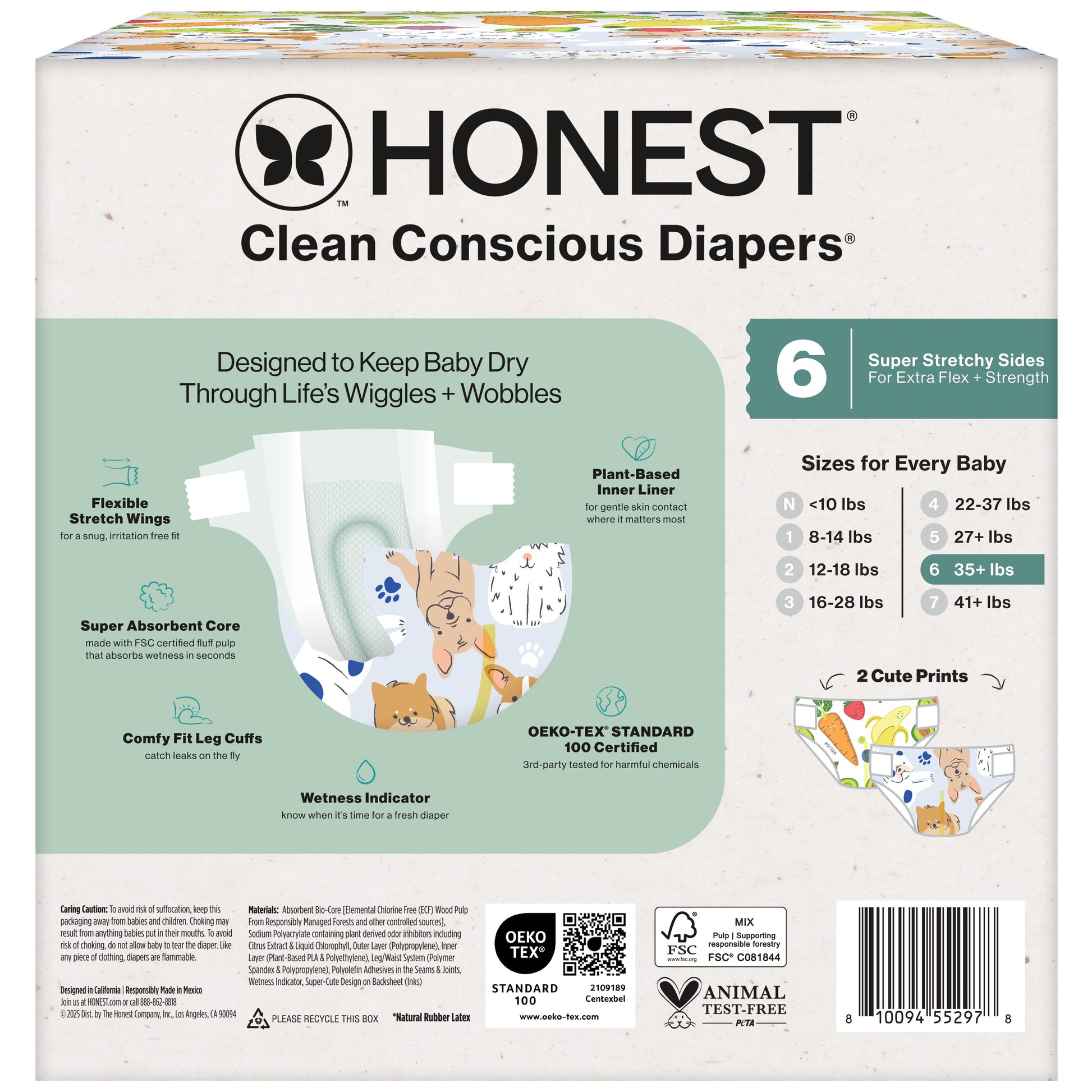 ® Clean Conscious Baby Diapers Size 6 (35+ Lbs), Hypoallergenic and Fragrance Free, 54 Count
