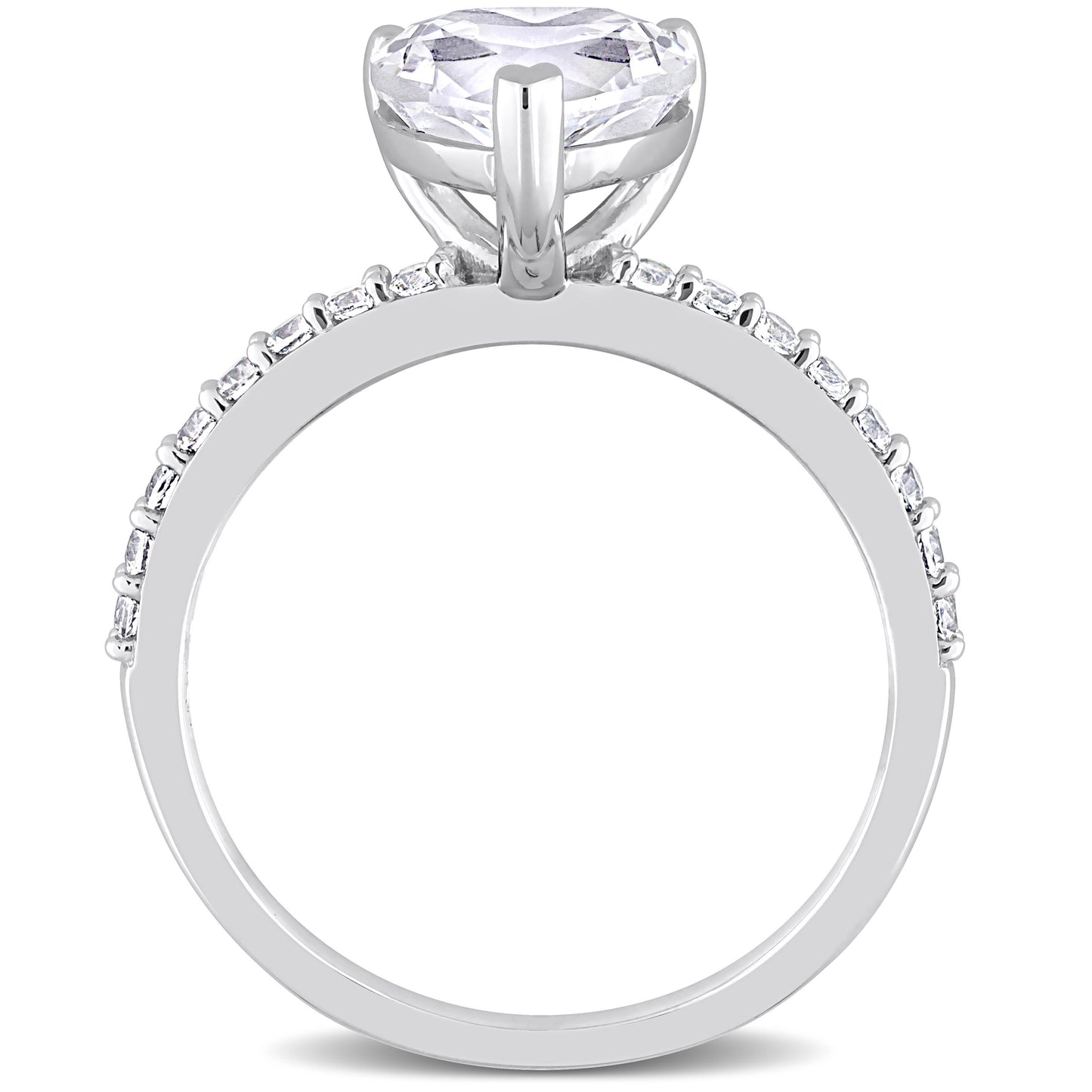 Women'S Created White Sapphire Engagement Ring in 10K White Gold