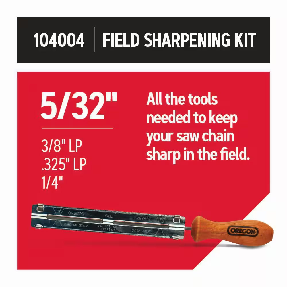 Chainsaw Sharpening Kit - Includes File Guide, 5/32 In. round File, Flat File and Depth Gauge Adjustment Tool 104004
