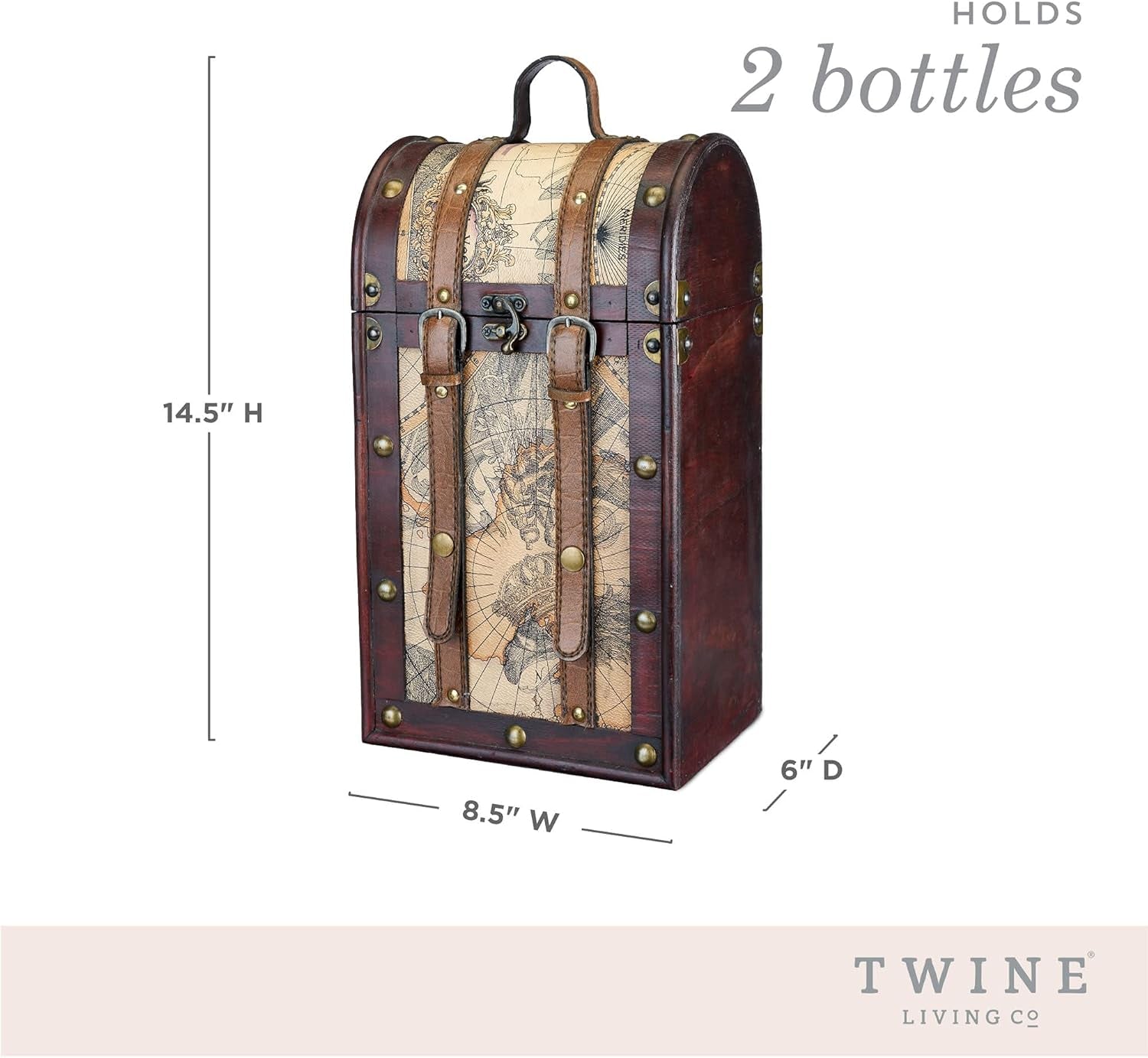 Chateau Old World Wooden Wine Box by , Maroon - 2 Bottle (0603)