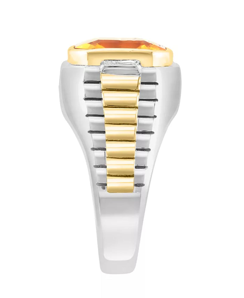 EFFYÂ® Men'S Citrine (5-1/10 Ct. T.W.) & White Topaz (1/10 Ct. T.W.) Ring in Sterling Silver & 14K Gold-Plated Sterling Silver