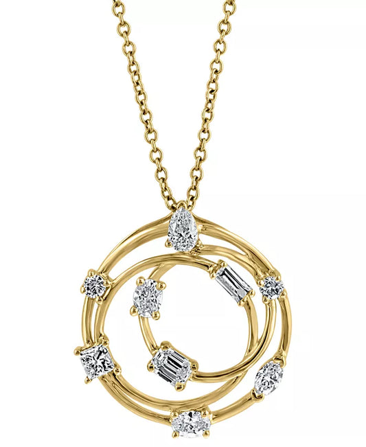 EFFYÂ® Diamond Multi-Cut Multi-Circle 18" Pendant Necklace (5/8 Ct. T.W.) in 14K Gold