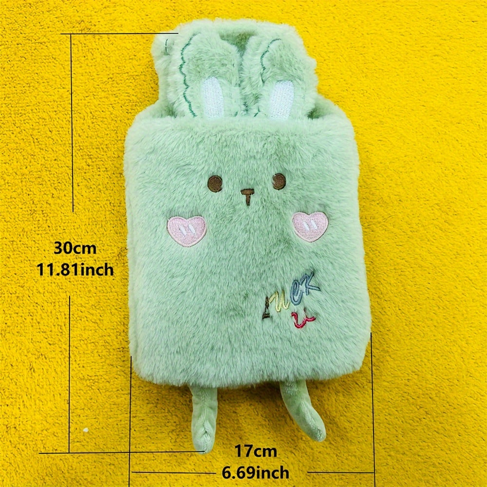 [Quick-Heating Cartoon Plush Bottle] 1000ml Portable Quick-Heating Cute Cartoon Animal Plush Hot Water Bottle - Long-Lasting Insulation, Removable PVC Liner for Cozy Bed Warmth, Hands & Feet Comfort - Fragrance-Free