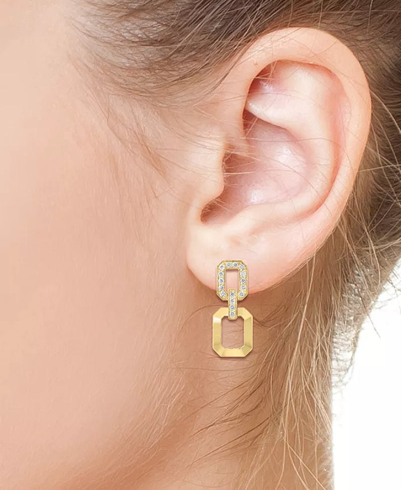 EFFYÂ® Diamond & Polished Octagon Link Drop Earrings (1-1/4 Ct. T.W.) in 14K Gold