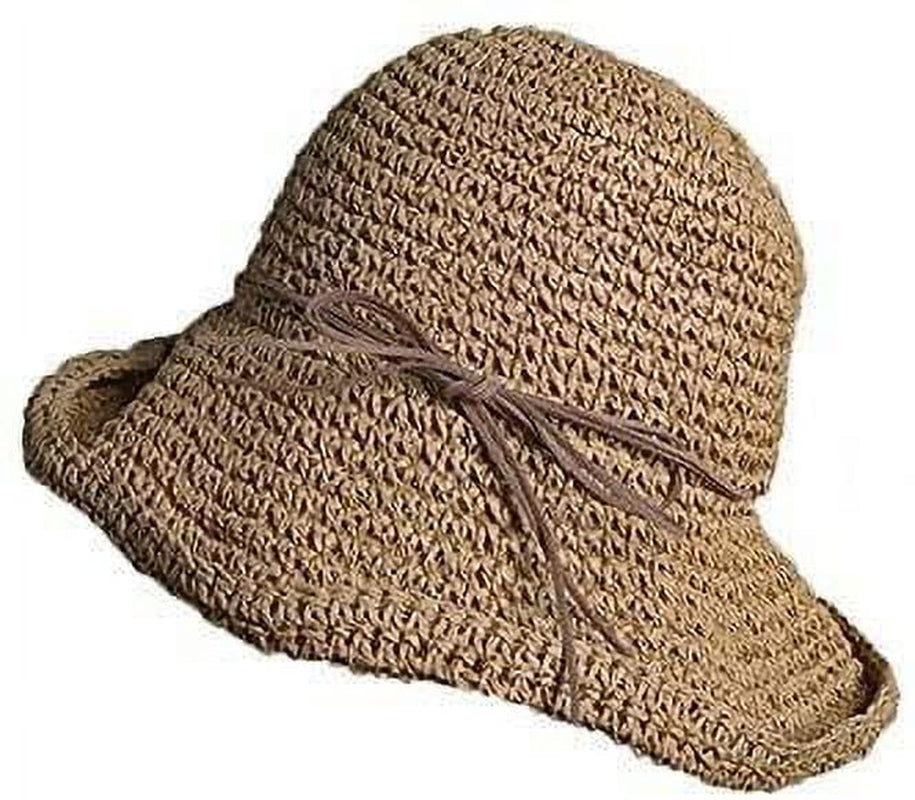 Womens Beach Sun Straw Hat Floppy Straw Sun Hat Travel Foldable Brim Summer Outdoor Sun Visor Hat for Women Girl Summer Outdoor Shade Tied Bow Foldable Hand-Woven,Purple