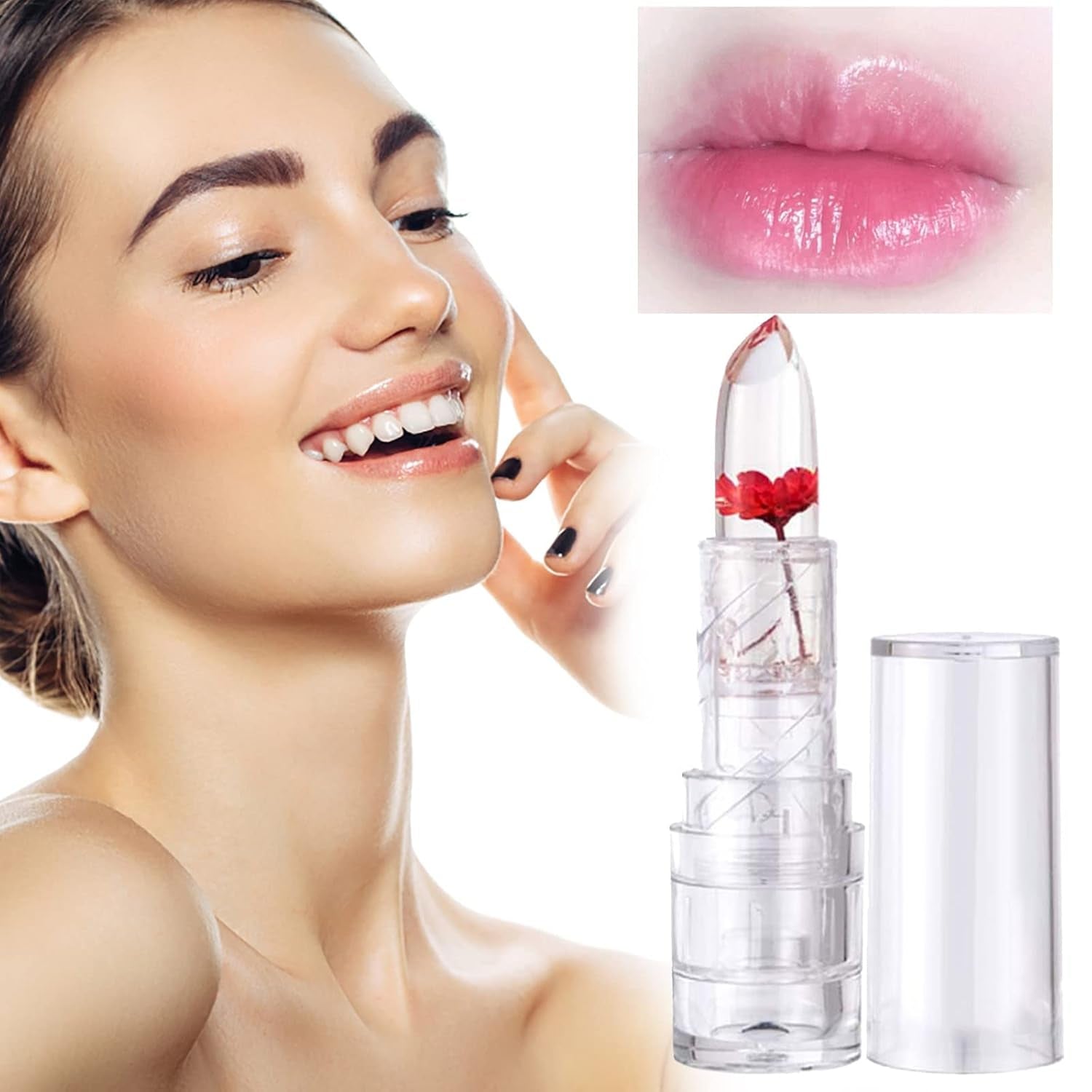 Tinted Lip Balm Flower Moisturizing Lipstick Moisturizing Lipstick Jelly Flower Lipstick Lip Balm Hydrating Moisturizing Hydrating Dry Cracking Sheer Lip Gloss