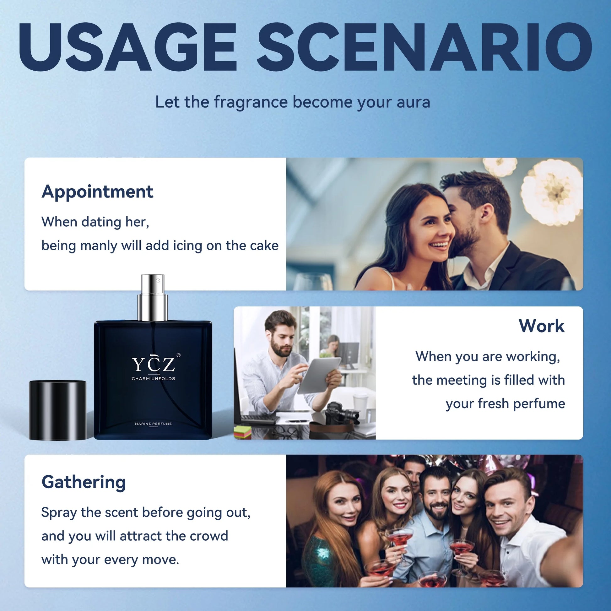 Charm Unfolds Marine Perfume for Men, 1.7 Oz. Long Lasting Eau De Parfum Cologne for Men, Oriental Woody Fragrance - Ideal Special Occasions, Making It the Ideal Gentlemen’S Gift (2-Pack).