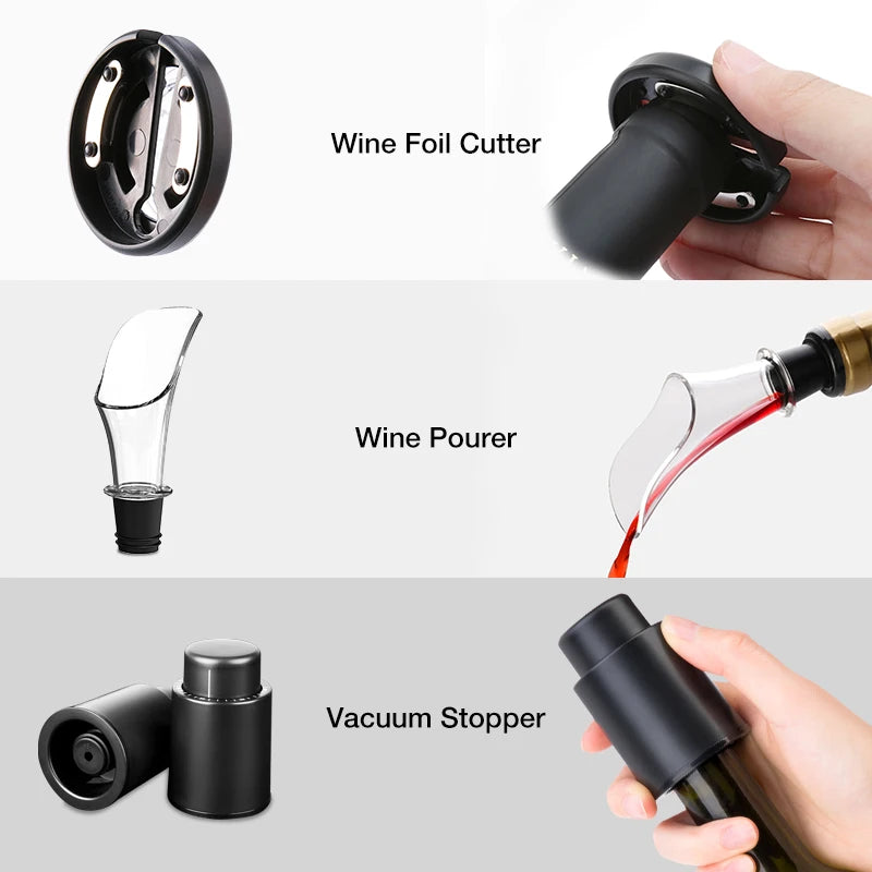 Electric Wine Opener Set Automatic Wine Bottle Opener Rechargeable Wine Corkscrew Kitchen Tools Opener with Gift Box