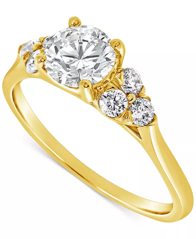 Diamond Shoulder Cluster Engagement Ring (1 Ct. T.W.) in 14K Gold