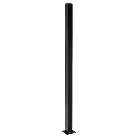 2 In. X 2 In. X 4 Ft. Black Metal Fence Post with Flange and Post Cap