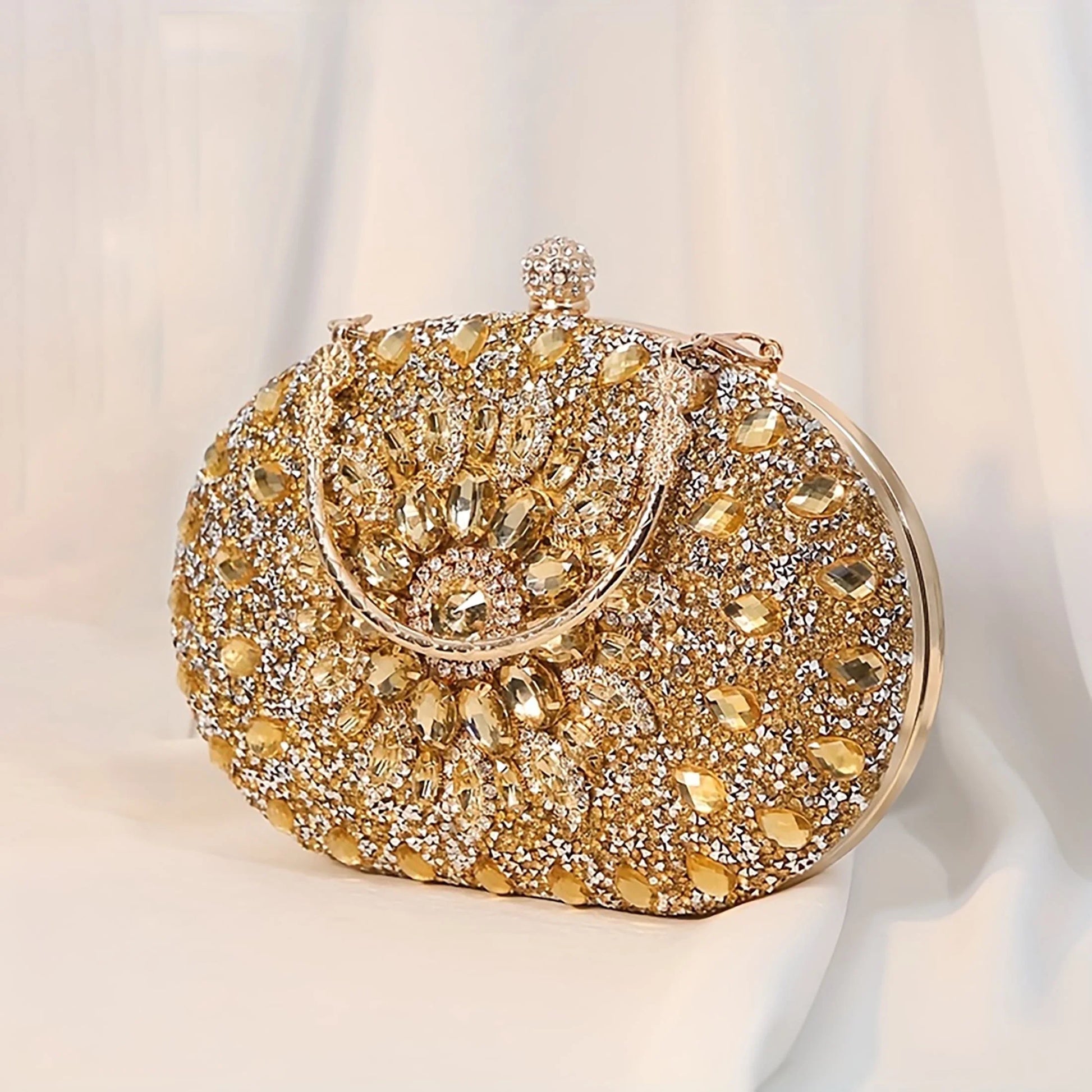 Evening Bag Clutch Purses for Women Ladies Sparkling Party Handbag Wedding Cocktail Prom Bag Sunflower Shape, Gold