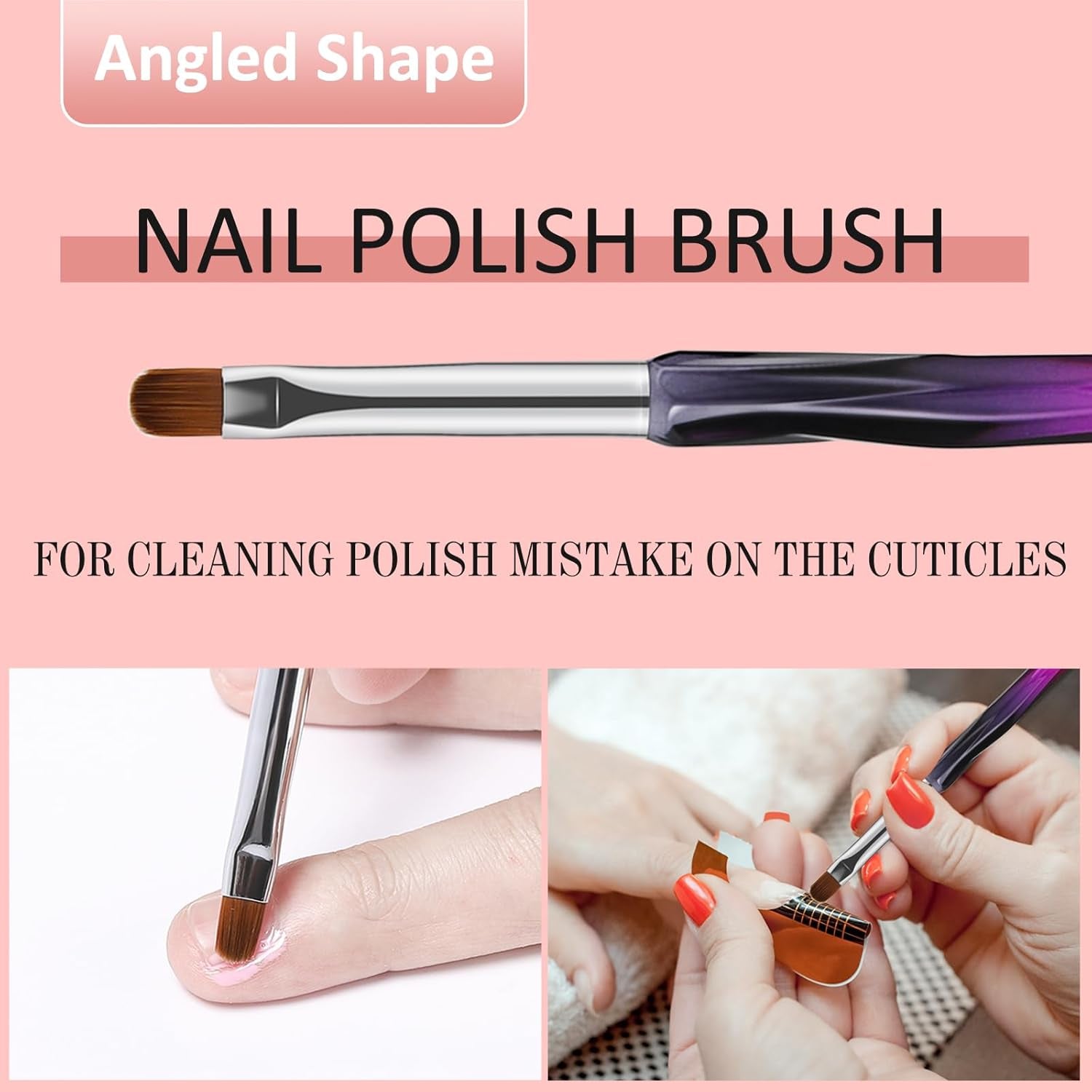 Nail Art Clean up Brushes,3Pcs Nail Brush for Cleaning Polish Mistakes on the Cu