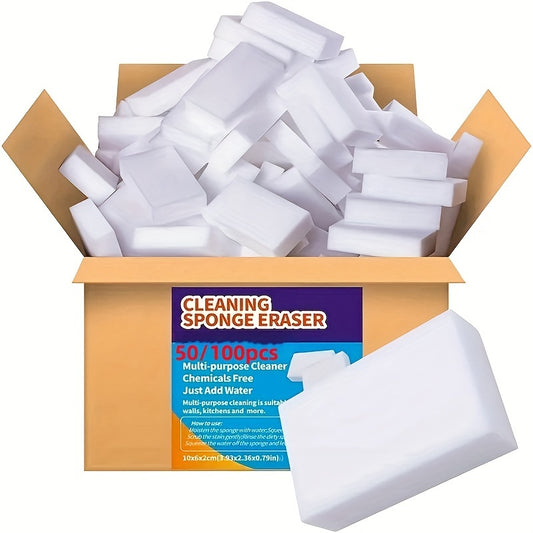 100pcs Magic Eraser Sponges - Ultra Absorbent Melamine Foam for Cleaning Kitchen, Bathroom, Sink, Oven, Stove, Plate, Shower, Tile, Wall, and Car - Effective Household Cleaning Supplies and Tool