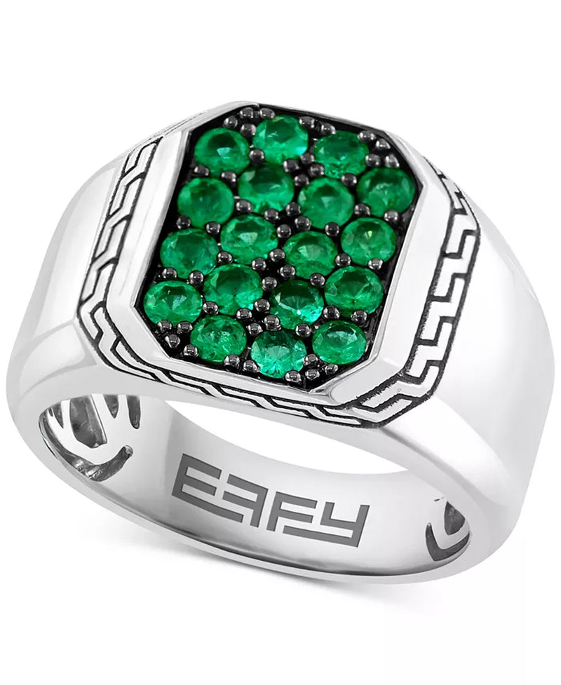 EFFYÂ® Men'S Emerald (3/4 Ct. T.W.) Cluster Ring in Sterling Silver