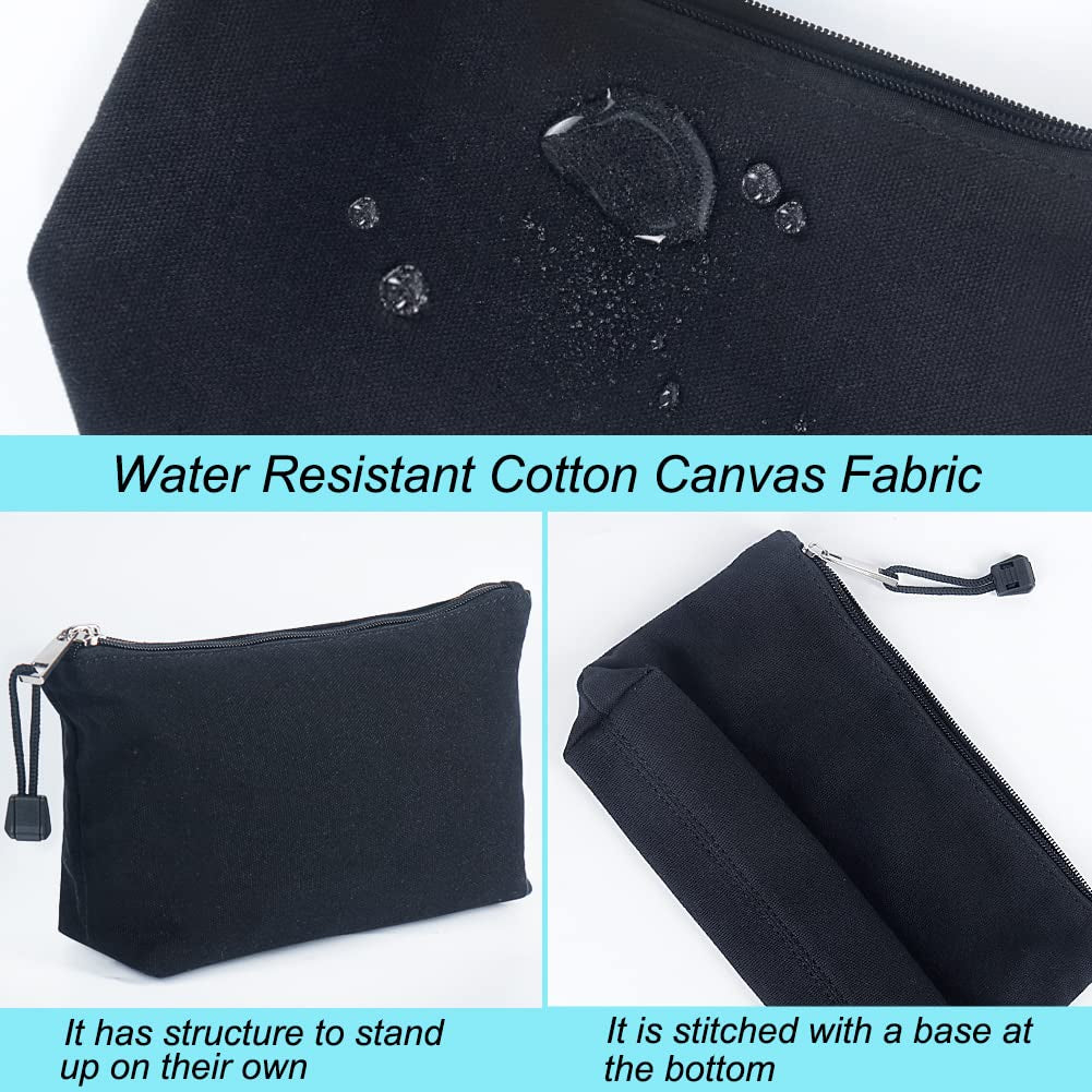 Canvas Makeup Bag, 2Pcs Cosmetic Zipper Pouches Travel Organizer Case for Brush Purse Diaper Bag Tote Bag