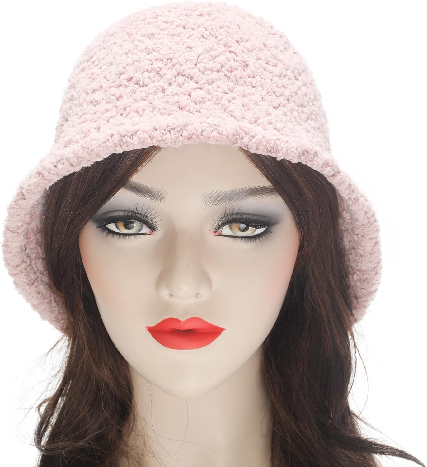 Womens Warm Wool Cloche Hat Solid Winter Bucket Hats